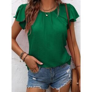 Green Flutter Sleeve Blouse Size Small